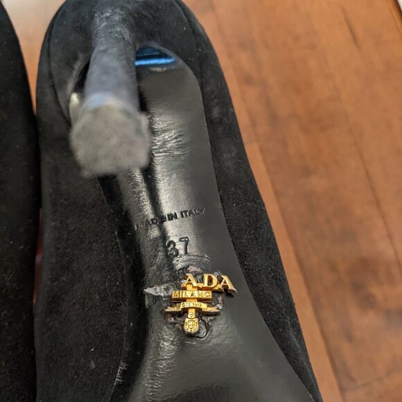 Prada women's black suede heels in size 37 - Picture 10 of 11